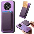 For OPPO A3 Pro Retro Magsafe Card Bag PU Back Cover Phone Case(Purple) - 1