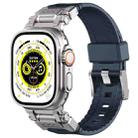 For Apple Watch Series 8 45mm Silicone Armor Mecha Head Watch Band(Dark Blue) - 1