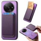 For Xiaomi Redmi A3 Retro Magsafe Card Bag PU Back Cover Phone Case(Purple) - 1