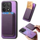 For Xiaomi Redmi K70 / K70 Pro 5G Retro Magsafe Card Bag PU Back Cover Phone Case(Purple) - 1