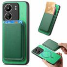 For Xiaomi Redmi 13C Retro Magsafe Card Bag PU Back Cover Phone Case(Green) - 1