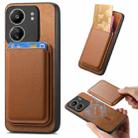 For Xiaomi Redmi 13C Retro Magsafe Card Bag PU Back Cover Phone Case(Brown) - 1