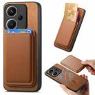 For Xiaomi Redmi Note 13 Pro+ Retro Magsafe Card Bag PU Back Cover Phone Case(Brown) - 1