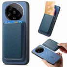 For Xiaomi 14 Ultra Retro Magsafe Card Bag PU Back Cover Phone Case(Blue) - 1