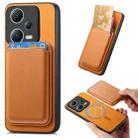 For Xiaomi Redmi Note 12 Turbo Retro Magsafe Card Bag PU Back Cover Phone Case(Yellow) - 1