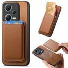 For Xiaomi Redmi Note 12 Turbo Retro Magsafe Card Bag PU Back Cover Phone Case(Brown) - 1