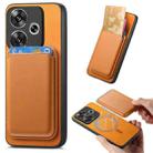 For Xiaomi Redmi Turbo 3 5G Retro Magsafe Card Bag PU Back Cover Phone Case(Yellow) - 1