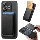 For Xiaomi Redmi Turbo 3 5G Retro Magsafe Card Bag PU Back Cover Phone Case(Black) - 1