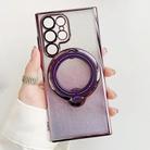 For Samsung Galaxy S22 Ultra 5G Rotation MagSafe Holder Gradient Glitter TPU Phone Case(Night Purple) - 1