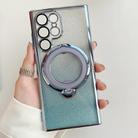 For Samsung Galaxy S22 Ultra 5G Rotation MagSafe Holder Gradient Glitter TPU Phone Case(Sierra Blue) - 1