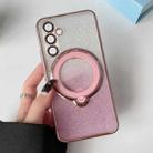 For Samsung Galaxy A12 4G Rotation MagSafe Holder Gradient Glitter TPU Phone Case(Pink) - 1