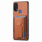 For Motorola Moto G 5G 2024 4G Carbon Fiber Fold Stand Elastic Card Bag Phone Case(Brown) - 2