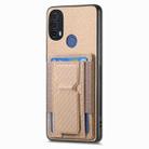 For Motorola Moto E20/E30 Carbon Fiber Fold Stand Elastic Card Bag Phone Case(Khaki) - 2