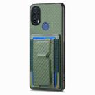 For Motorola Moto E20/E30 Carbon Fiber Fold Stand Elastic Card Bag Phone Case(Green) - 2