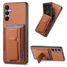 For Samsung Galaxy A25 Carbon Fiber Fold Stand Elastic Card Bag Phone Case(Brown) - 1