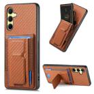 For Samsung Galaxy A54 5G Carbon Fiber Fold Stand Elastic Card Bag Phone Case(Brown) - 1