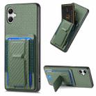 For Samsung Galaxy A04e Carbon Fiber Fold Stand Elastic Card Bag Phone Case(Green) - 1