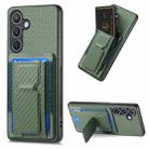 For Samsung Galaxy S23+ 5G Carbon Fiber Fold Stand Elastic Card Bag Phone Case(Green) - 1