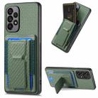 For Samsung Galaxy A73 5G Carbon Fiber Fold Stand Elastic Card Bag Phone Case(Green) - 1
