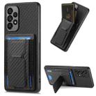 For Samsung Galaxy A33 5G Carbon Fiber Fold Stand Elastic Card Bag Phone Case(Black) - 1