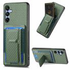 For Samsung Galaxy A13 4G Carbon Fiber Fold Stand Elastic Card Bag Phone Case(Green) - 1