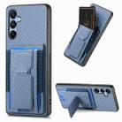 For Samsung Galaxy A13 5G Carbon Fiber Fold Stand Elastic Card Bag Phone Case(Blue) - 1