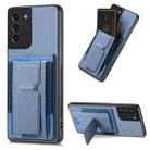 For Samsung Galaxy S21+ 5G Carbon Fiber Fold Stand Elastic Card Bag Phone Case(Blue) - 1