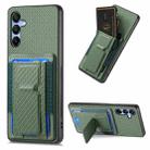For Samsung Galaxy A23 Carbon Fiber Fold Stand Elastic Card Bag Phone Case(Green) - 1