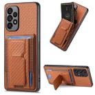 For Samsung Galaxy A72 5G Carbon Fiber Fold Stand Elastic Card Bag Phone Case(Brown) - 1