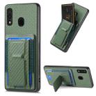 For Samsung Galaxy A50/A50s/A30s Carbon Fiber Fold Stand Elastic Card Bag Phone Case(Green) - 1