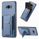 For Samsung Galaxy S8 Carbon Fiber Fold Stand Elastic Card Bag Phone Case(Blue) - 1