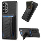 For Samsung Galaxy M23 5G Carbon Fiber Fold Stand Elastic Card Bag Phone Case(Black) - 1