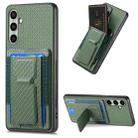 For Samsung Galaxy A36 Carbon Fiber Fold Stand Elastic Card Bag Phone Case(Green) - 1