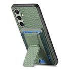 For Samsung Galaxy A36 Carbon Fiber Fold Stand Elastic Card Bag Phone Case(Green) - 3