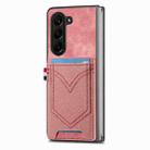 For Samsung Galaxy Z Fold6 5G Denim Texture Leather Skin Phone Case with Card Slot(Pink) - 1