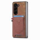 For Samsung Galaxy Z Fold6 5G Denim Texture Leather Skin Phone Case with Card Slot(Brown) - 1