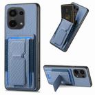 For Xiaomi Redmi Note 13 Pro 4G Carbon Fiber Fold Stand Elastic Card Bag Phone Case(Blue) - 1