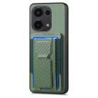 For Xiaomi Redmi Note 13 Pro 4G Carbon Fiber Fold Stand Elastic Card Bag Phone Case(Green) - 2