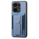For Xiaomi 14 Carbon Fiber Fold Stand Elastic Card Bag Phone Case(Blue) - 2