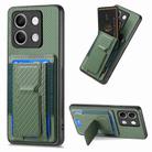 For Xiaomi Redmi Note 13 5G Carbon Fiber Fold Stand Elastic Card Bag Phone Case(Green) - 1