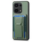 For Xiaomi Redmi 13C Carbon Fiber Fold Stand Elastic Card Bag Phone Case(Green) - 2