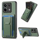 For Xiaomi Redmi Note 13 Pro 5G Carbon Fiber Fold Stand Elastic Card Bag Phone Case(Green) - 1