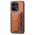 For Xiaomi 13T Carbon Fiber Fold Stand Elastic Card Bag Phone Case(Brown) - 2