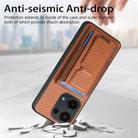 For Xiaomi 13T Carbon Fiber Fold Stand Elastic Card Bag Phone Case(Brown) - 3