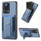 For Xiaomi Redmi Note 12 Turbo Carbon Fiber Fold Stand Elastic Card Bag Phone Case(Blue) - 1