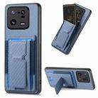 For Xiaomi 13 Pro 5G Carbon Fiber Fold Stand Elastic Card Bag Phone Case(Blue) - 1