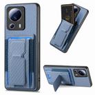 For Xiaomi Civi 2 Carbon Fiber Fold Stand Elastic Card Bag Phone Case(Blue) - 1