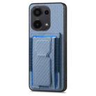 For Xiaomi Poco M5 4G Carbon Fiber Fold Stand Elastic Card Bag Phone Case(Blue) - 2