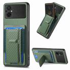 For Xiaomi Poco M5 4G Carbon Fiber Fold Stand Elastic Card Bag Phone Case(Green) - 1