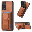 For Xiaomi Redmi Note 11S Carbon Fiber Fold Stand Elastic Card Bag Phone Case(Brown) - 1